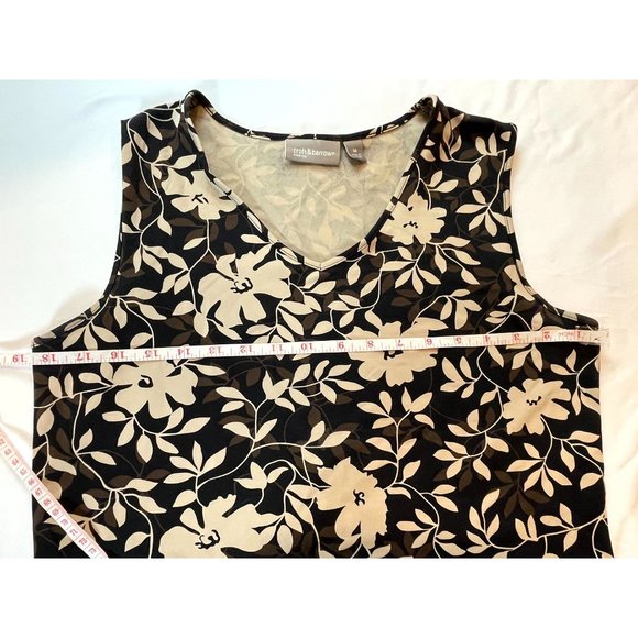 Croft & Barrow Women Floral Tank Top Sleeveless V Neck White Black Size Medium - Picture 4 of 7